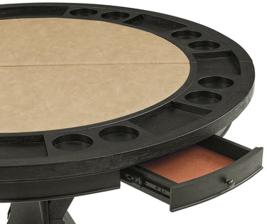 Poker Dining Table Rider, Round, 6-person, 48'', Black